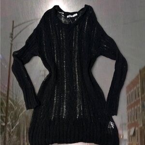 Zara Black Open-Knit Top